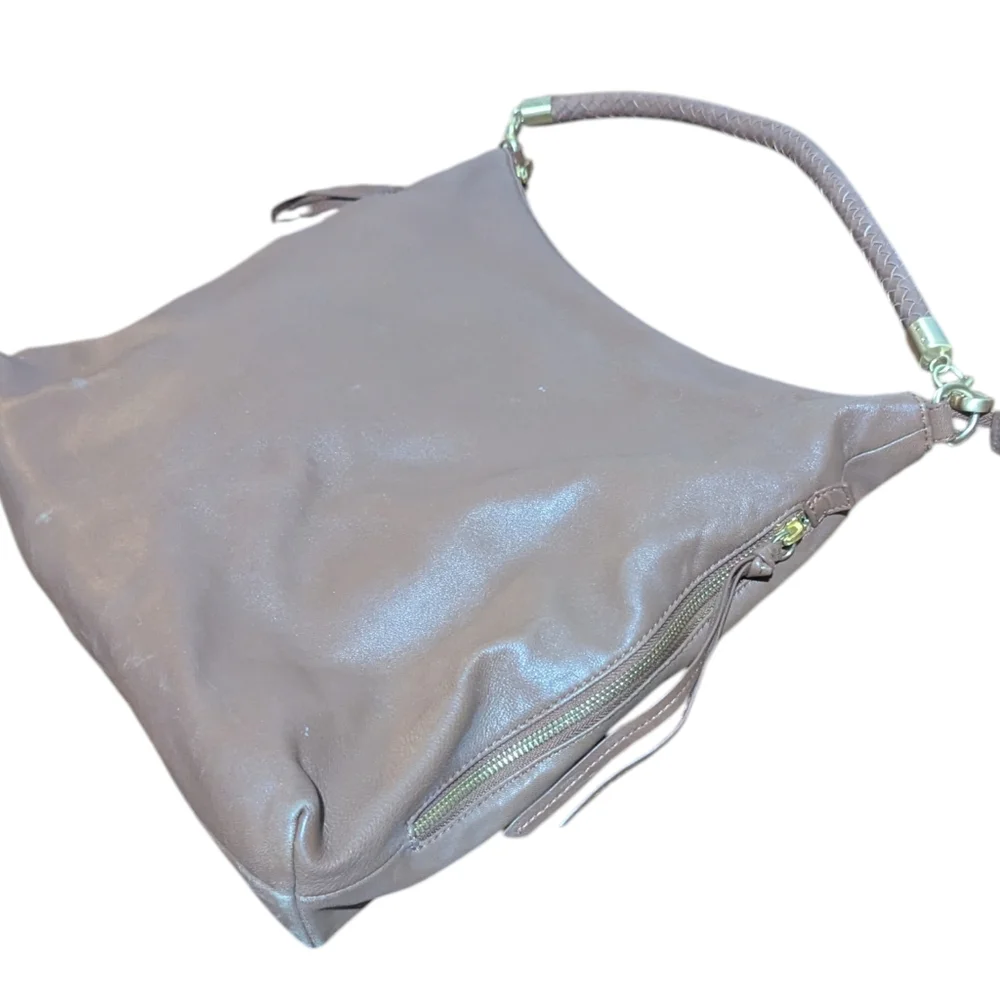 Soft Vegan Leather Braided Handle Slouchy Light Brown conceal And Carry Bag